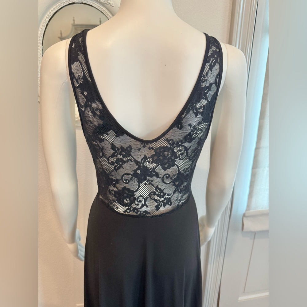 Midnight Carole Hochman Long Black Stretch Lace Nightgown S - Picture 3 of 13